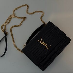 Yves Saint Laurent Black and Gold Crossbody Bag